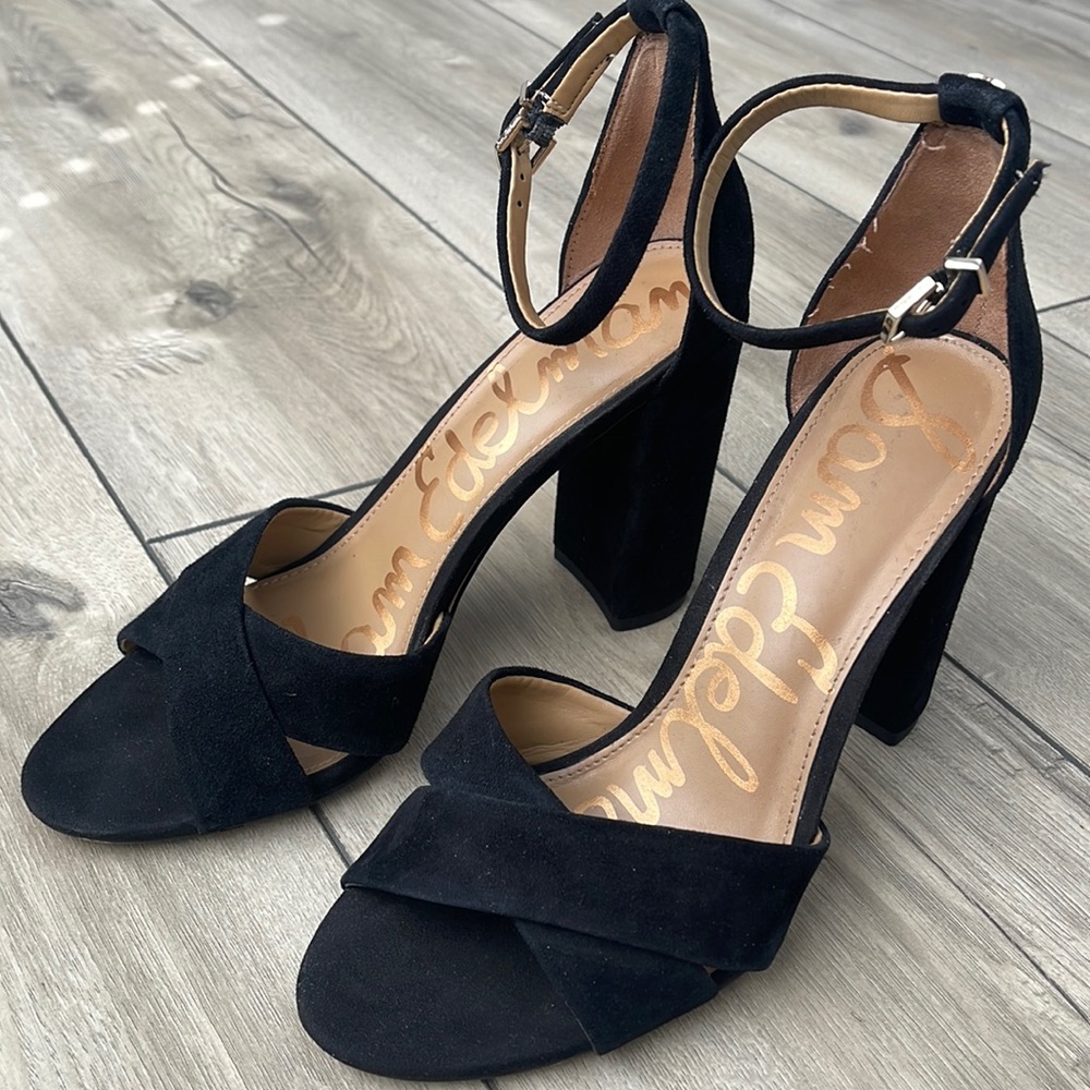 Sam Edelman Yancy Block-Heel Suede Sandals Size 9